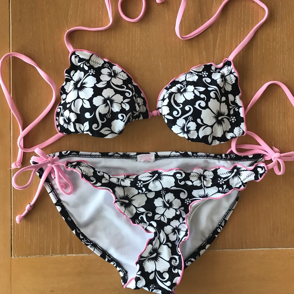 Girl’s Swim Bikini Hibiscus Print (xhiliration)